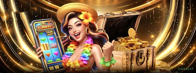 Imagem promocional da luckslot mostrando a plataforma e suas vantagens